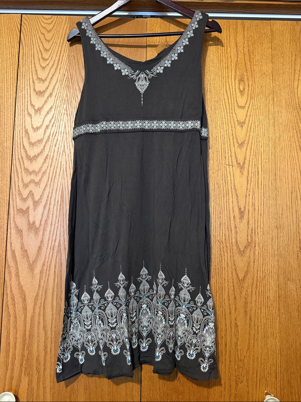 Women’s Athleta Brown Sleeveless Embroidered Midi Dress - Floral Border Size XL